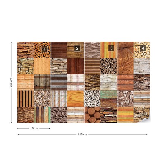 Papier peint Texture de pierre de bois | XXXL - 416 cm x 254 cm | Polaire 130g / m2