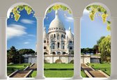 Fotobehang Sacre Coeur Paris Arches | XXXL - 416cm x 254cm | 130g/m2 Vlies