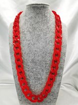 Trendy – 2 in 1 - Grove Acryl schakelketting - Zonnebril ketting - vintage - 70 cm – gemêleerd rood