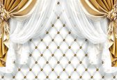 Fotobehang Golden Curtains | XXXL - 416cm x 254cm | 130g/m2 Vlies