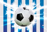 Fotobehang Football Blue White Stripes | XXL - 312cm x 219cm | 130g/m2 Vlies