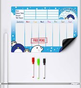 CKB ltd - Beloningssysteem Beloningskalender - Weekplanner kind planbord kinderen met boodschappenlijst beloningskaart familieagenda Penguin and Friends