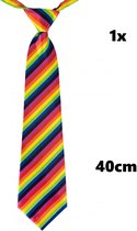 Regenboog stropdas 40cm- rainbow festival party fun pride verjaardag thema feest