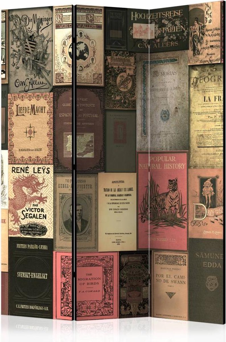 Vouwscherm - Oude Boeken 135x172 cm , gemonteerd geleverd (kamerscherm) dubbelzijdig geprint