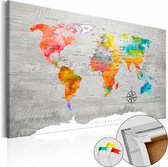 Afbeelding op kurk - Multicolored Travels, Wereldkaart, Multikleur, 1luik