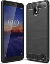 Nokia 1 Plus Geborsteld TPU Hoesje Zwart