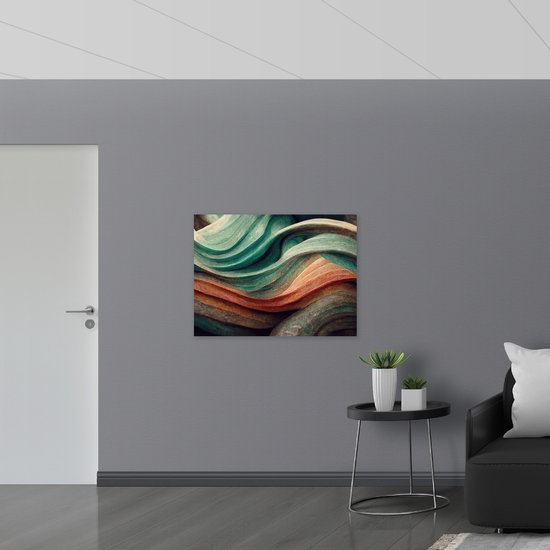 Poster Glanzend – Abstracte Golvende Vormen in Verschillende Kleuren - 100x75 cm Foto op Posterpapier met Glanzende Afwerking