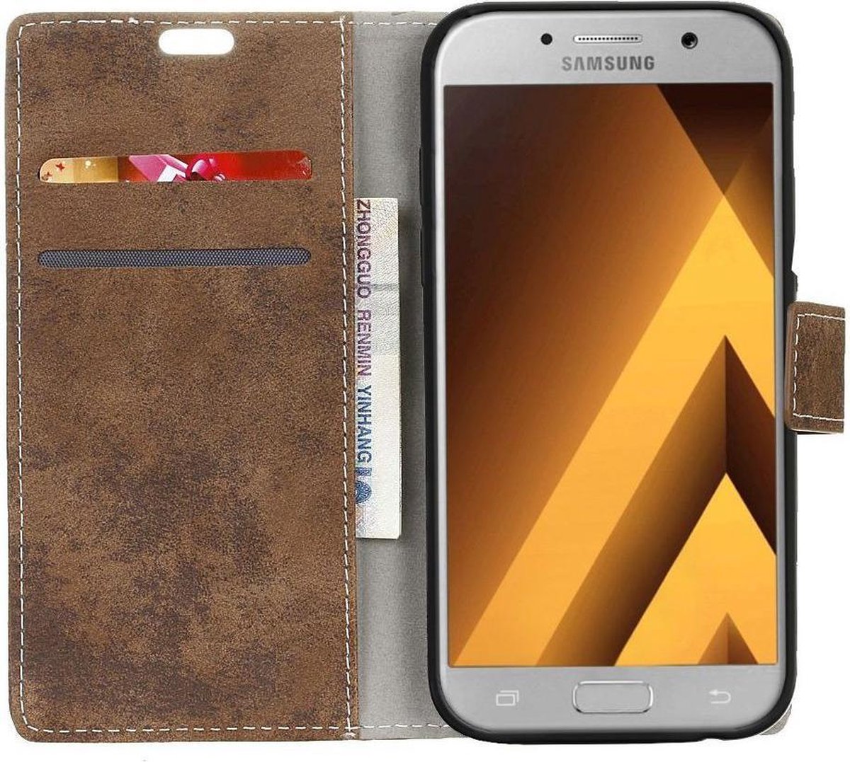 Retro Portemonnee Hoesje Bruin Geschikt voor Samsung Galaxy A5 -2017
