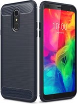 LG Q7 Geborsteld TPU Hoesje Blauw