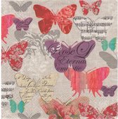 PAW gekleurde vlinders papieren servetten
