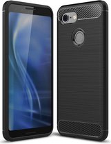 Google Pixel 3 Geborsteld TPU Hoesje Zwart