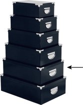 5Five Opbergdoos/box - 3x - donkerblauw - L44 x B31 x H15 cm - Stevig karton - Bluebox