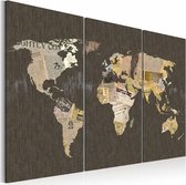 Schilderij - Wereldkaart - News of the World, 3luik , premium print op canvas