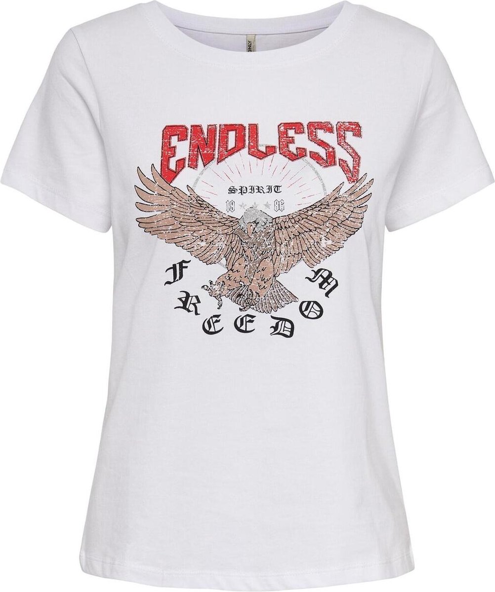 Only T-shirt Onlfran O-neck S/s Top Cs Jrs 15307383 White/endless Dames Maat - L