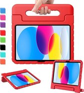 IPS - Apple iPad 2022 10.9 Inch 10de Generatie Kinderhoes - Kids proof Back Cover - Tablet Kinder Hoes met Handvat en Pencil Houder - Rood