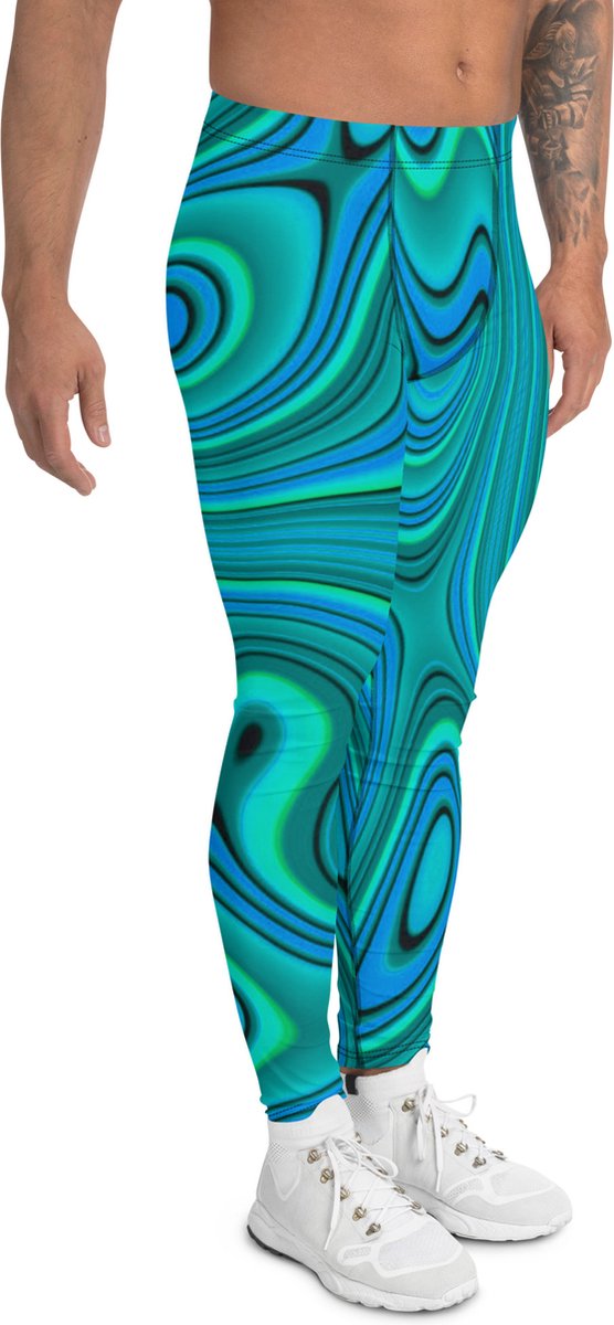 II THE MOON Sport Legging heren top kwaliteit, wordt per bestelling geprint, gesneden en handgenaaid met unieke RETRO print ontworpen door MOON