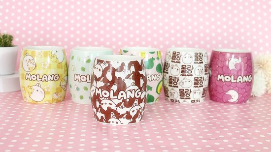 Mok MOLANG met Regenboogbloem 400 ml Porselein 8x9 cm wit - Theekop koffiekop NICI beker met handvat voor koude en warme dranken