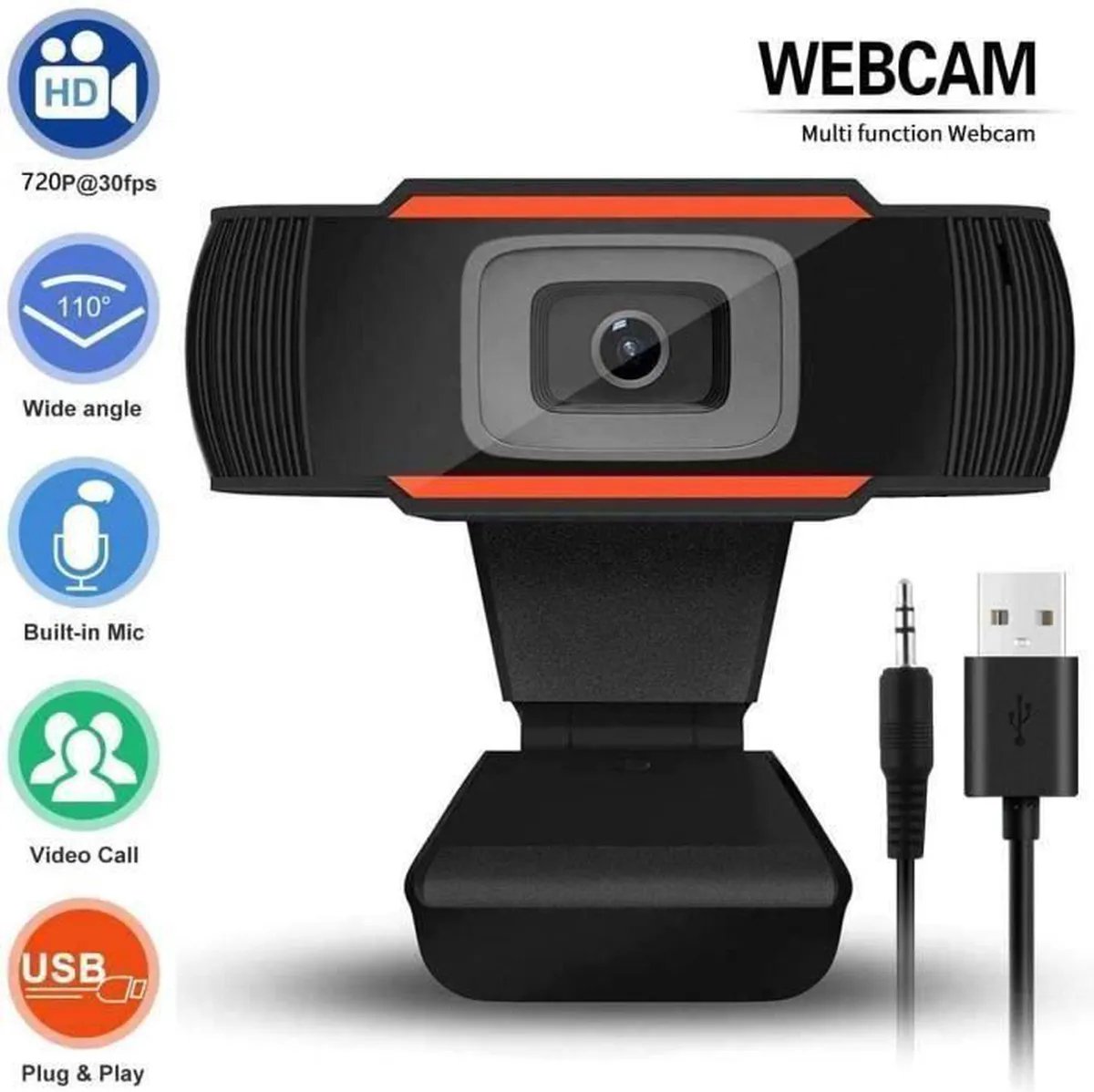 Webcam voor Laptop / Desktop computer met ingebouwde microfoon Compatibel met Windows & Macbook - Laptop Camera USB Plug and Play voor pc Mac Youtube Zoom Skype