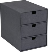 Ladebox voor documenten en kantoorbenodigdheden, bureau-organizer met 3 laden, opbergsysteem van vezelplaat en papier in linnenlook, zwart