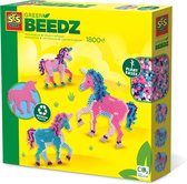 SES - Green Beedz - Strijkkralen set unicorn - gemaakt van recyclede materialen - PVC vrij - 1200 strijkkralen met legbord