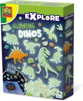 SES - Explore - Glowing dino's - glow in the dark - 24 dino's om te plakken - met foam plakkers - voor een mooi versierde slaapkamer