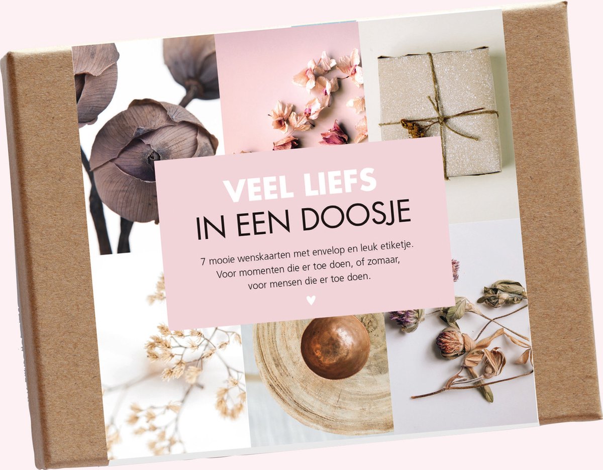 veel liefs in een doosje - Give-X - 7 verschillende kaarten - enveloppen - etiketten