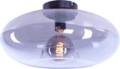 Moderne glazen plafondlamp Smoky donut | smoke / zwart / transparant | glas / metaal | Ø 38 cm | wonkamer lamp | modern design