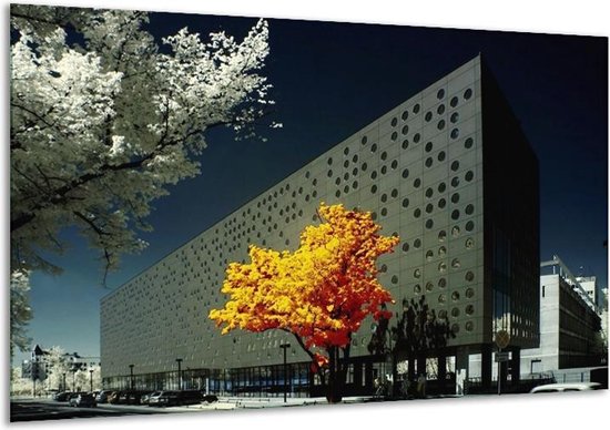 Arbre de peinture sur toile | Jaune, gris, blanc | 120x70cm 1Hatch