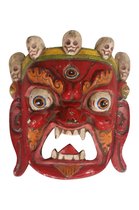 Fine Asianliving Antiek Tibetaans Masker Rood