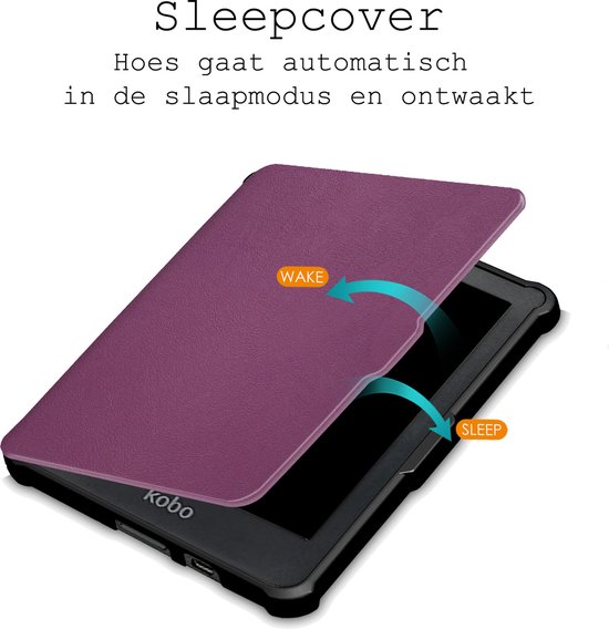 Hoes Geschikt voor Kobo Clara HD Hoesje Bookcase Cover Hoes - Hoesje Geschikt voor Kobo Clara HD Hoes Cover Case - Paars van Echinosti. — afbeelding 4