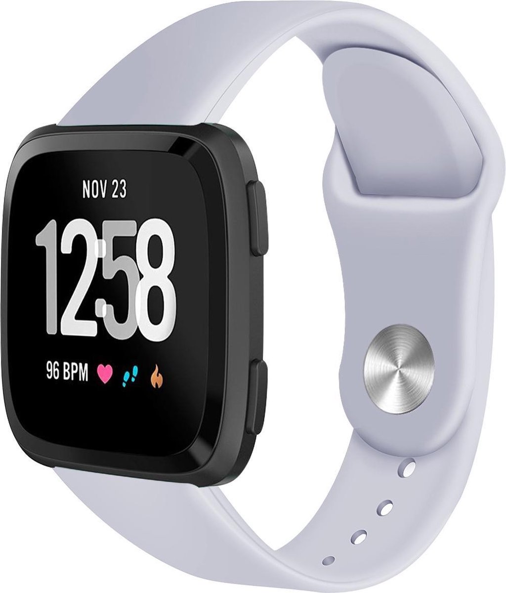 123watches siliconen sport band - grijs - SM - Geschikt voor Fitbit Versa 1 & 2 / Lite