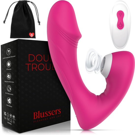 BLUSSERS® Luchtdruk Vibrator met Afstandsbediening - Double Trouble® - Tarzan & - Clitoris & G Spot Stimulator - Dildo Vibrators voor Vrouwen