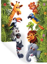 Muurstickers - Sticker Folie - Jungle - Dieren - Jongens - Meisjes - Giraf - Olifant - Kids - 120x160 cm - Plakfolie - Muurstickers Kinderkamer - Zelfklevend Behang XXL - Zelfklevend behangpapier - Stickerfolie