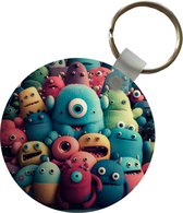 Sleutelhanger - Kids - Monster - Regenboog - Design - Meiden - Jongens - Plastic - Rond - Uitdeelcadeautjes