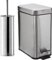 Zeller Badkamer/toilet accessoires - WC-borstel/pedaalemmer 5L- zilver