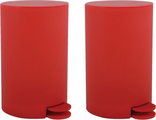 MSV Pedaalemmer - 2x - kunststof - rood - 3L - klein model - 15 x 27 cm - Badkamer/toilet