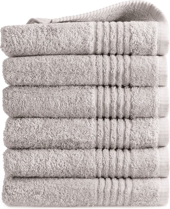 Serviettes de luxe Collection Suprême - 50x100 cm - 6 pièces - 600 grammes/m2 - 100% coton doux - gris clair