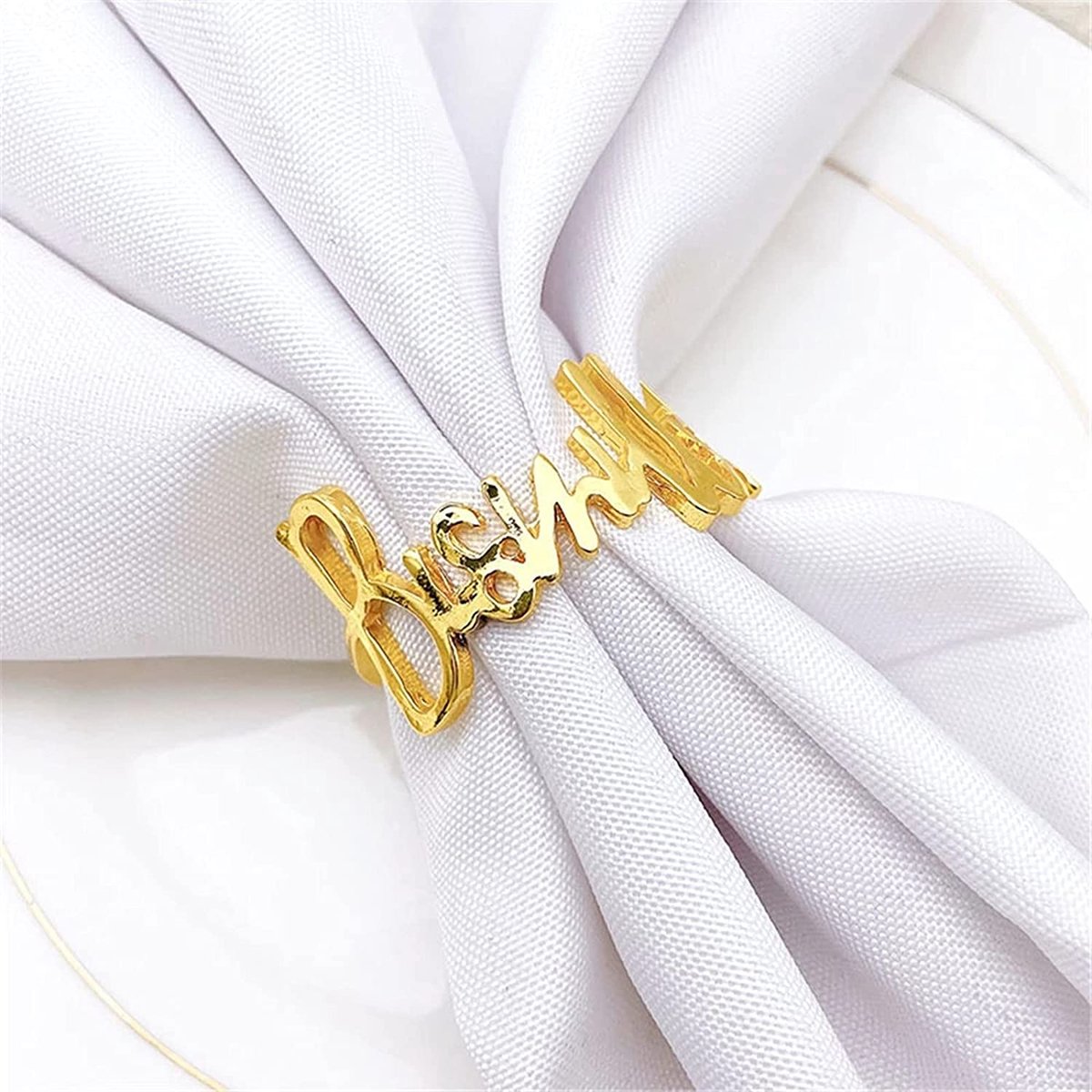 Boucles De Serviette Ramadan Lettres Métal - Lot De 12 - Décoration Table Mariage, Fête - Argenté - 5