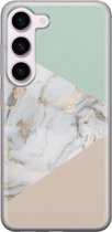 Leuke Telefoonhoesjes - Hoesje geschikt voor Samsung Galaxy S23 - Marmer pastel mix - Soft case - TPU - Marmer - Multi