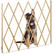 Relaxdays hondenhek uitschuifbaar - bamboe - harmonica - traphekje hond - veiligheidshek