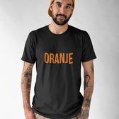 Zwart Koningsdag T-shirt - MAAT M - Heren Pasvorm - Tekst Oranje In Oranje