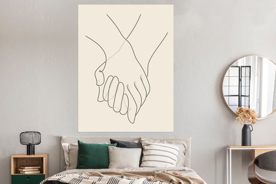 Poster Handen - Line art - Zwart - Groen - 120x160 cm XXL