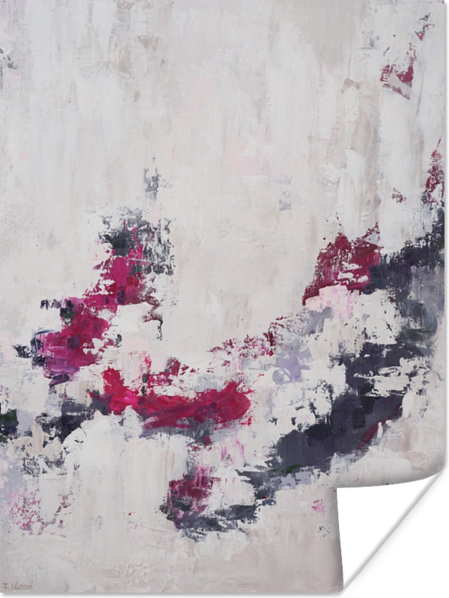Poster Verf - Roze - Grijs - Kunst - 60x80 cm
