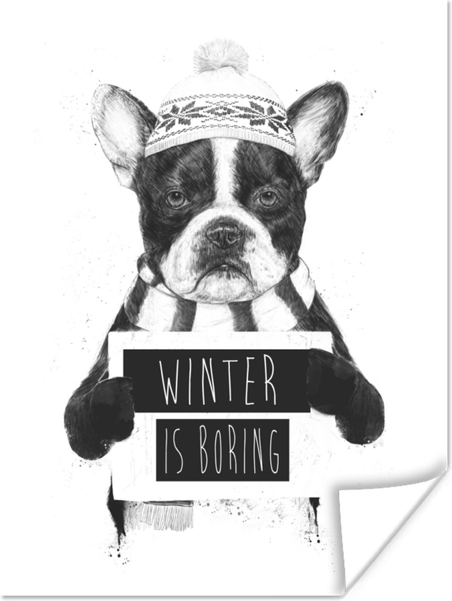 Poster Hond - Winter - Quote - Muts - 30x40 cm