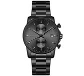 Heren horloge zwart staal chronograaf - Mauro Vinci Blackhawk - Horloges voor mannen met geschenkverpakking