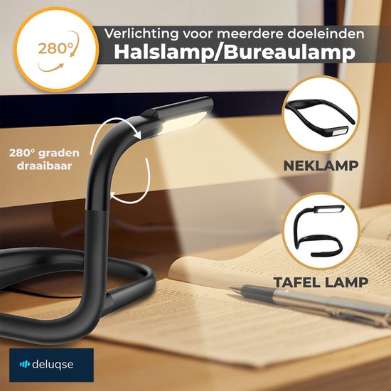 Deluqse Neklamp - Zwart - Nekleeslamp - USB Oplaadbaar - Dimbaar - Neklampje - Flexibel - Neklampje voor Haakwerk - Flexibele Neklamp - Neklamp Oplaadbaar - Neklamp Deluxe - 3 Kleuren Licht van Merkloos — afbeelding 4