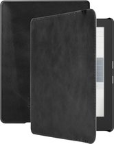 Lunso - Geschikt voor Kobo Aura H2o edition 1 hoes (6.8 inch) - Lederen sleep cover - Zwart
