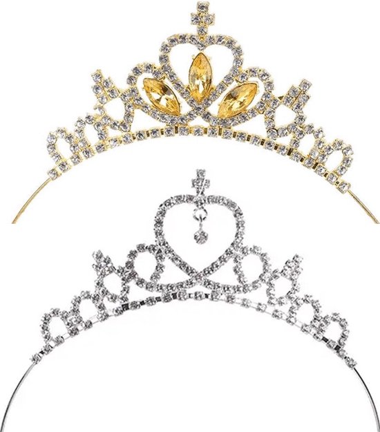 2 Stuks - Tiara Prinses - Goud En Zilverkleurig - vanaf 4 jaar