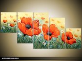 Peinture acrylique Poppy | Orange, vert | 150x70cm 5Liège peint à la main