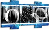 GroepArt - Schilderij - Modern - Blauw, Grijs, Wit - 120x65 5Luik - Foto Op Canvas - GroepArt 6000+ Schilderijen 0p Canvas Art Collectie - Wanddecoratie